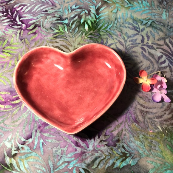 Artisan Other - MANGO TREE STUDIOS 4.5” Ceramic Heart Trinket Dish Rose Blush